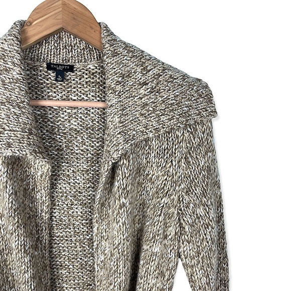 Talbots Wool Blend Knit Sweater Cardigan Size Small Petite Belted Cowl Neck - Picture 4 of 8